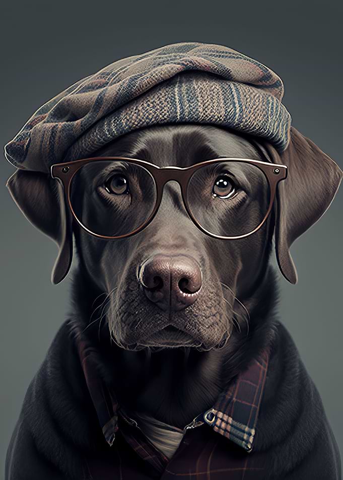 Hipster Dog in Clothes
