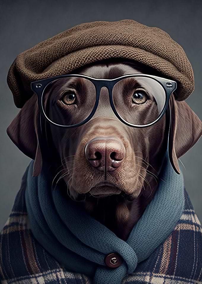 Hipster Dog in Clothes