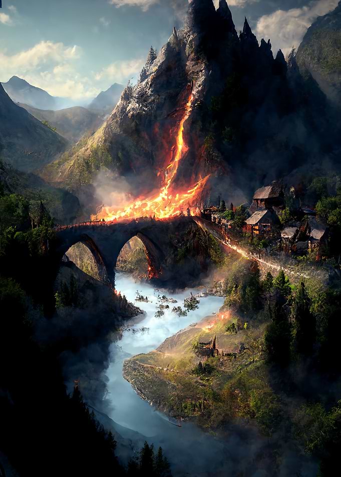 the village and the fire