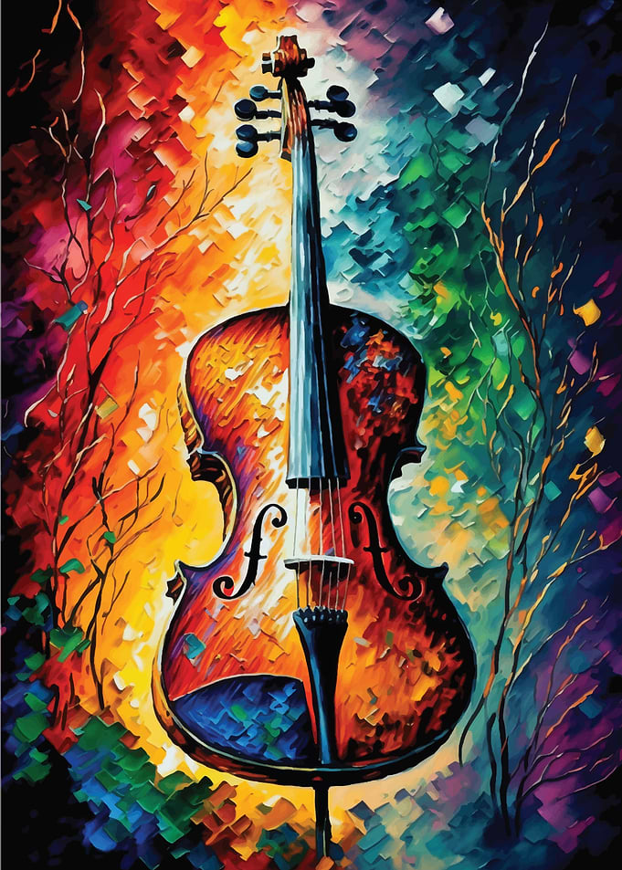 A Violin in Afremov Style