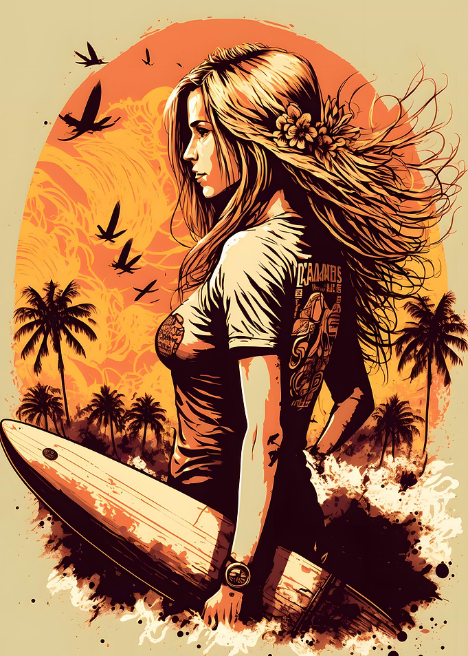 Surfer Girl Illustration