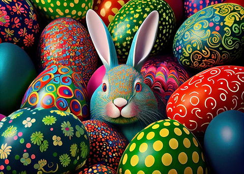 Easter Bunny — metal poster wall art