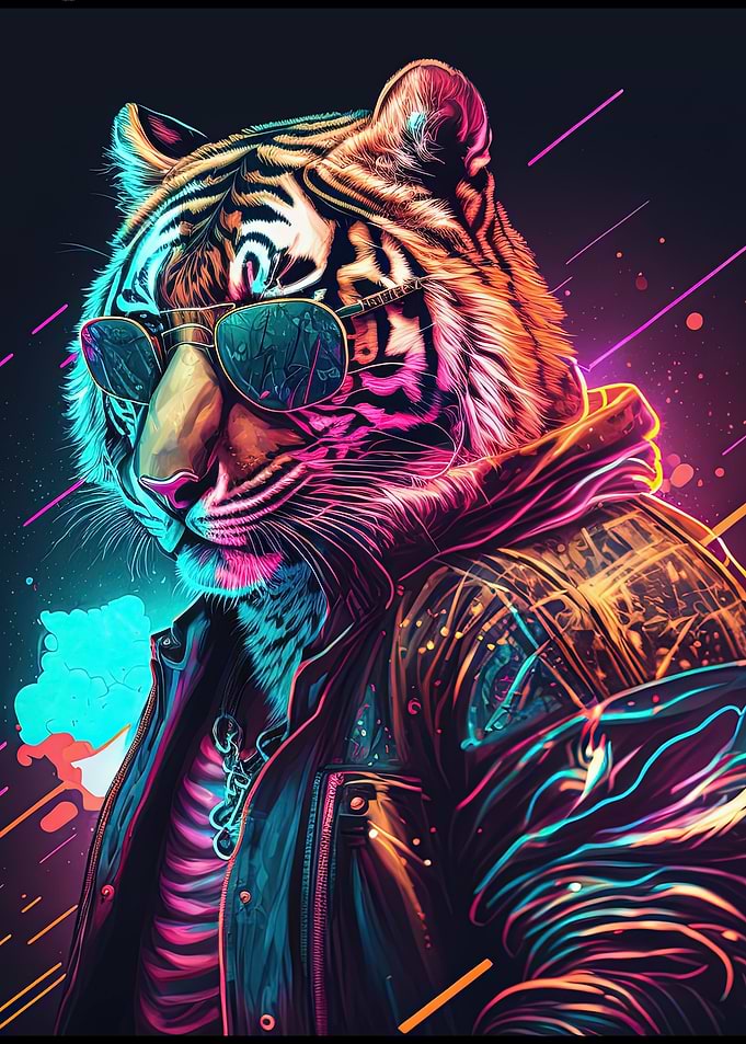 abstract psychedelic tiger