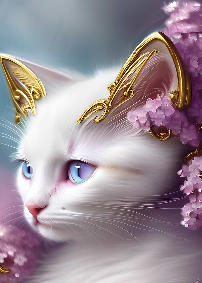 Cute White Cat Portrait