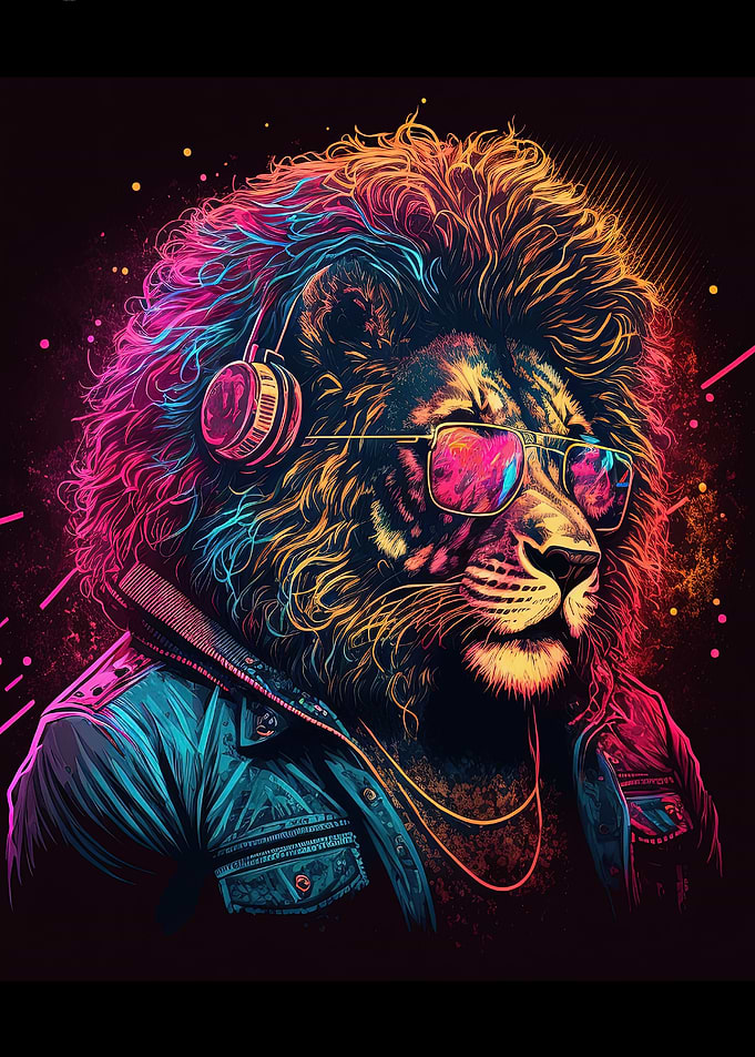 abstract psychedelic lion