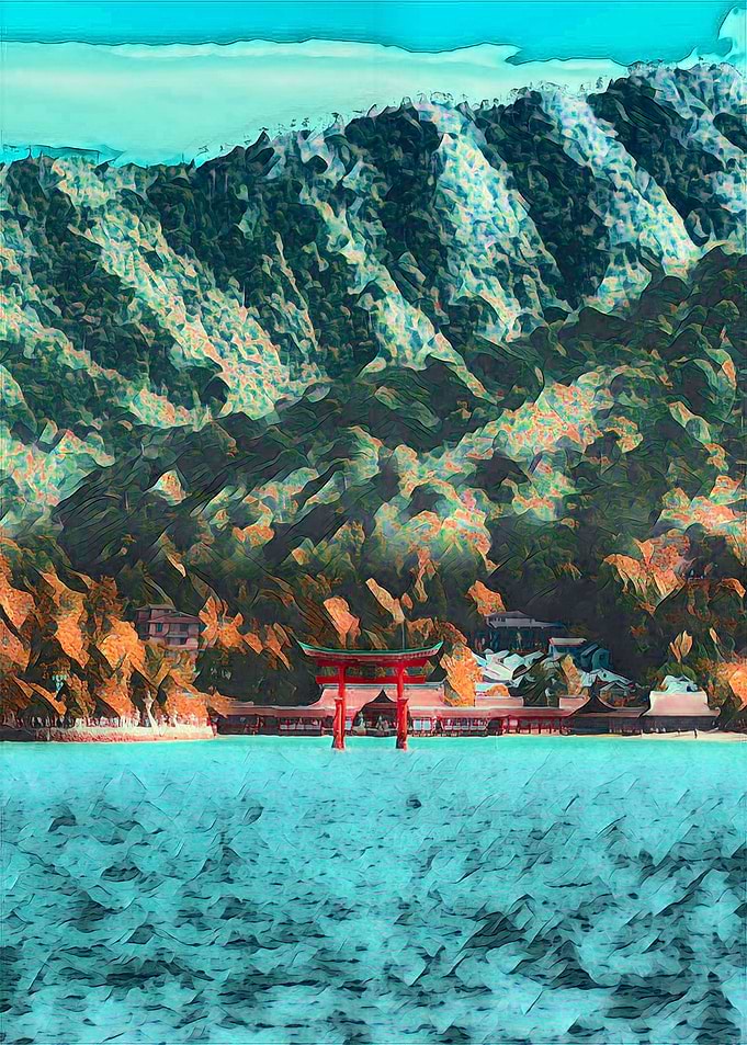 Red Torii Gate in the Sea
