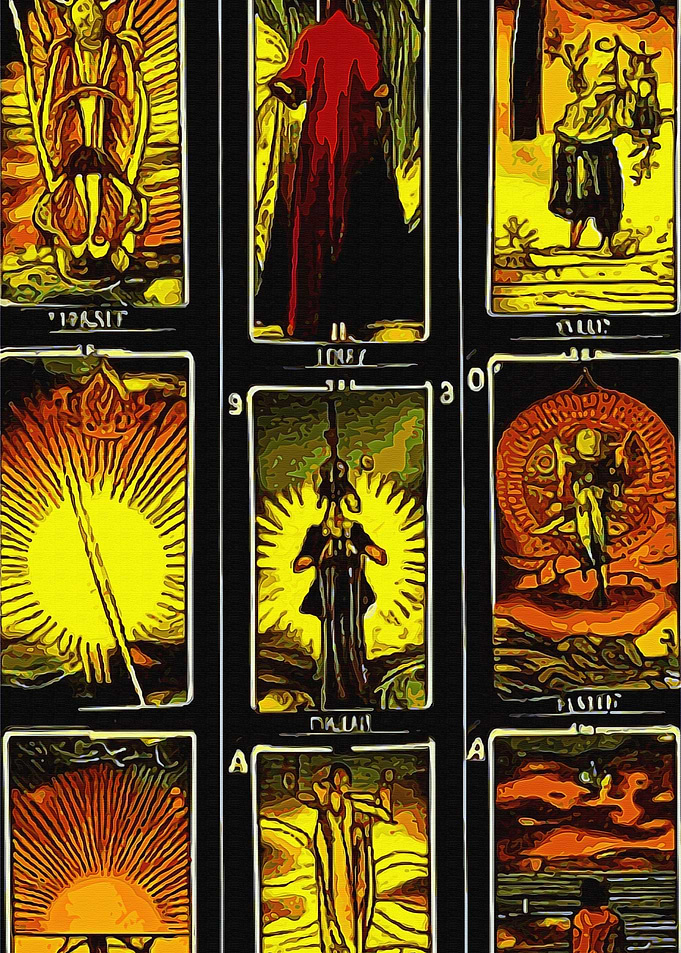 Nine Tarot cards