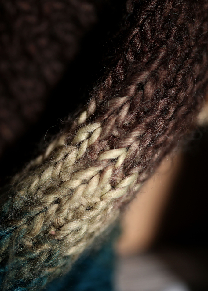 Hand made old scarf macro