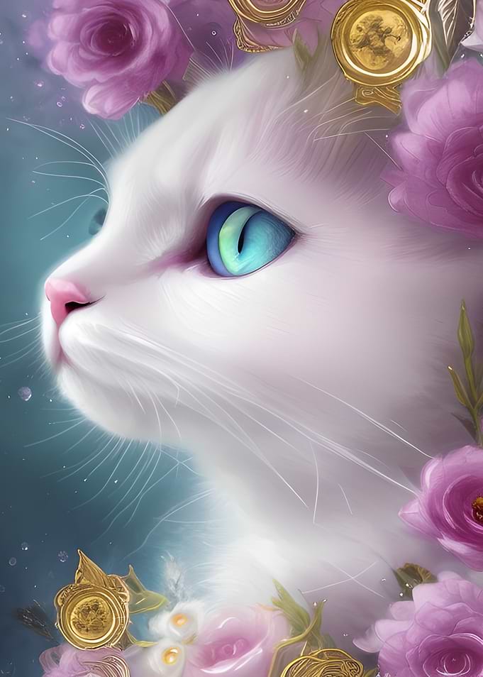 Cute White Kitten Portrait