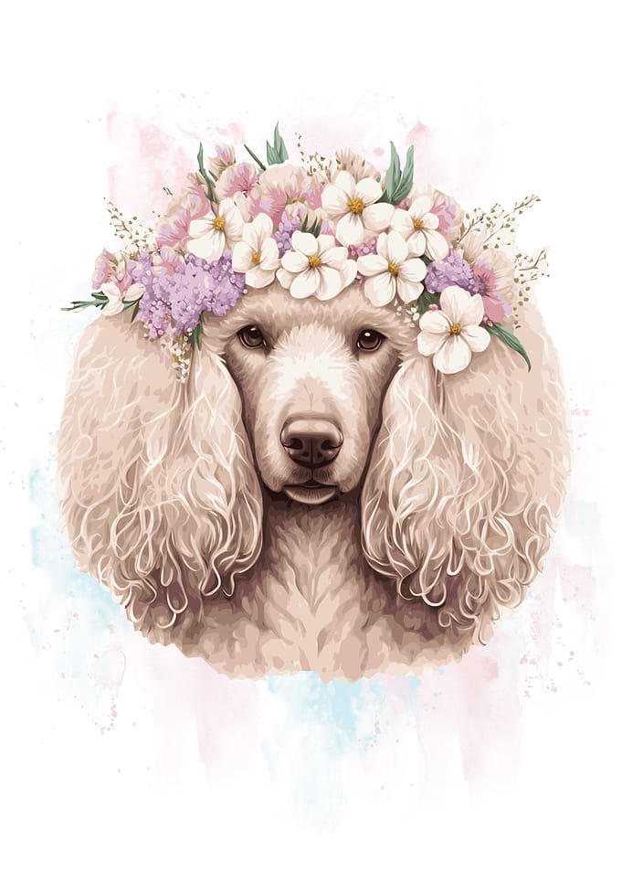 Flower Crown Poodle Art