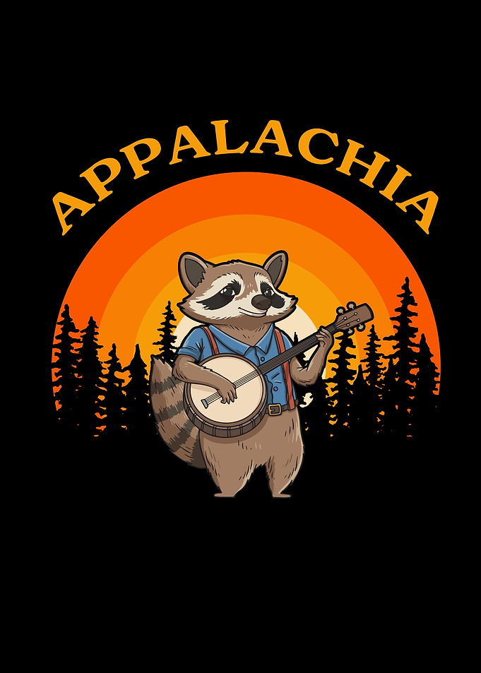 Raccoon Banjo Retro Sun