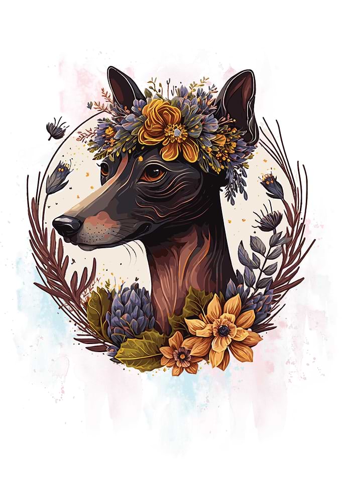 Floral Mini Pinscher Art