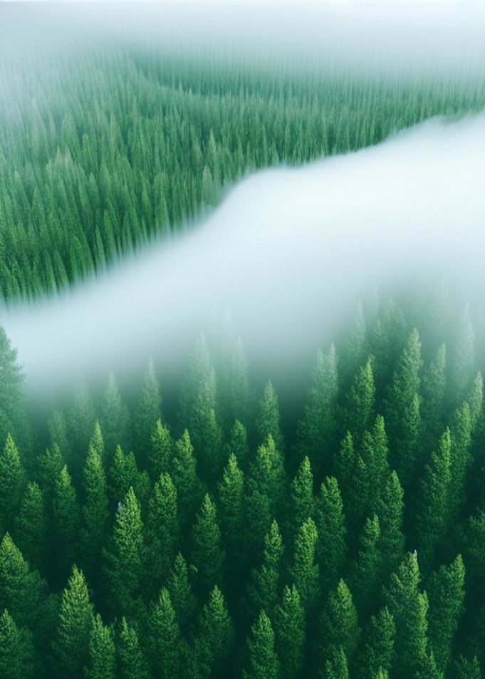 Foggy Pines in Forest