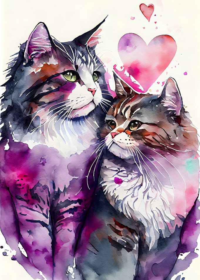Cat Romantic Couple