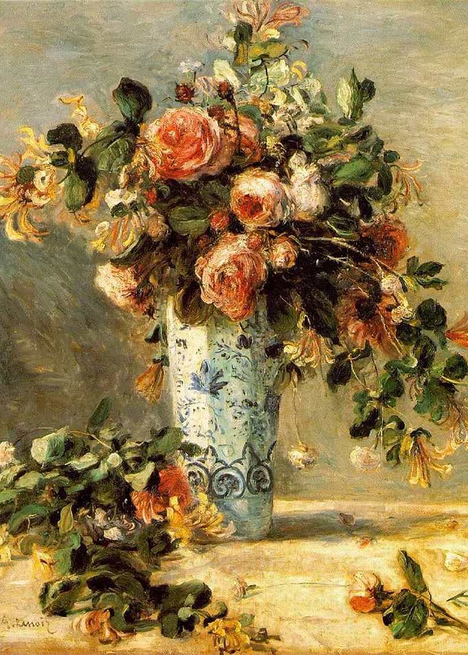 roses and jasmine in vase