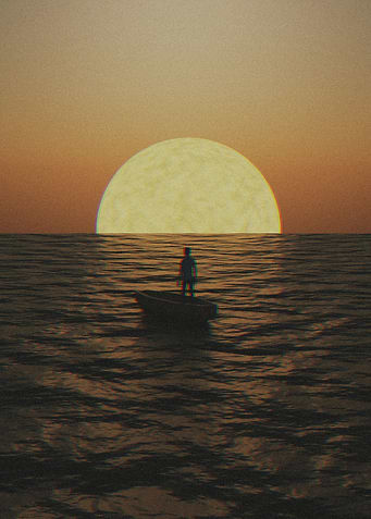 Ocean Sunset With solo man