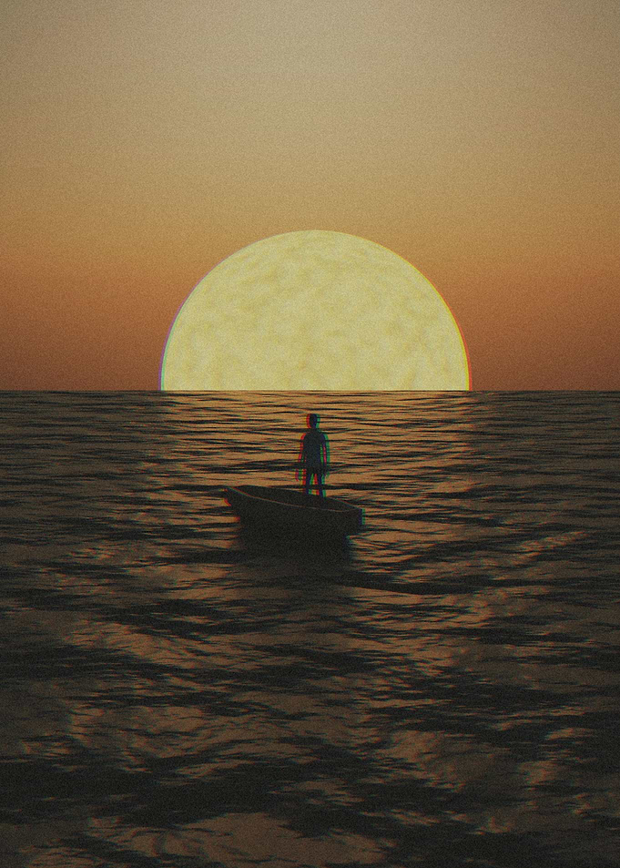 Ocean Sunset With solo man