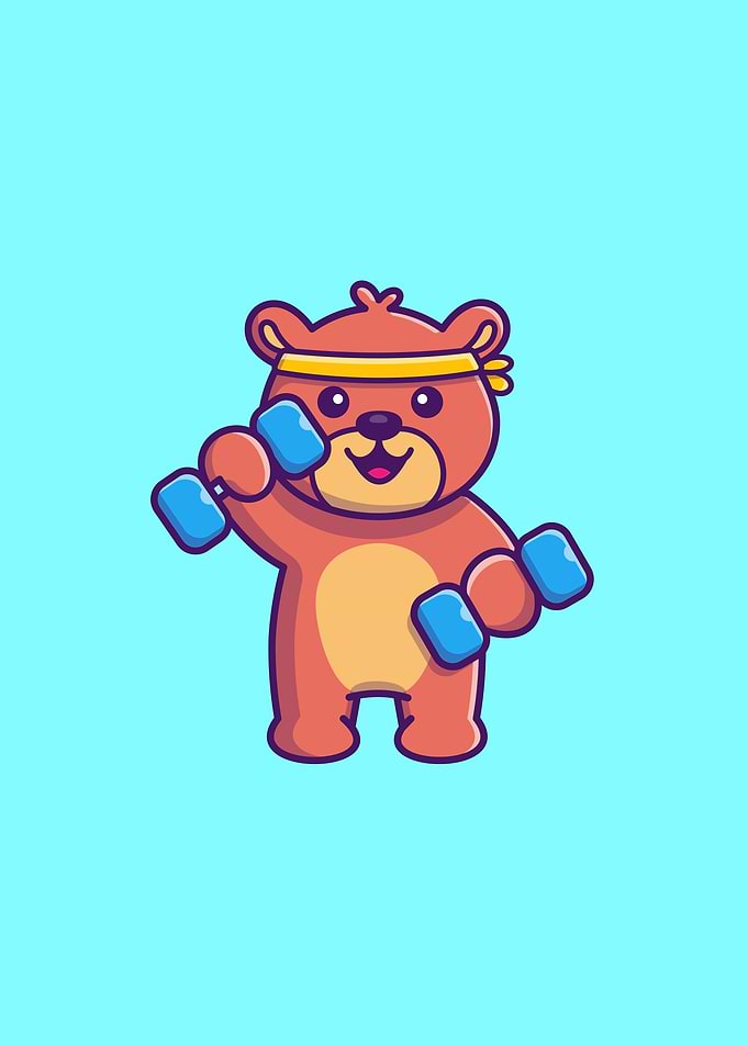 Cute Bear Workout Cartoon