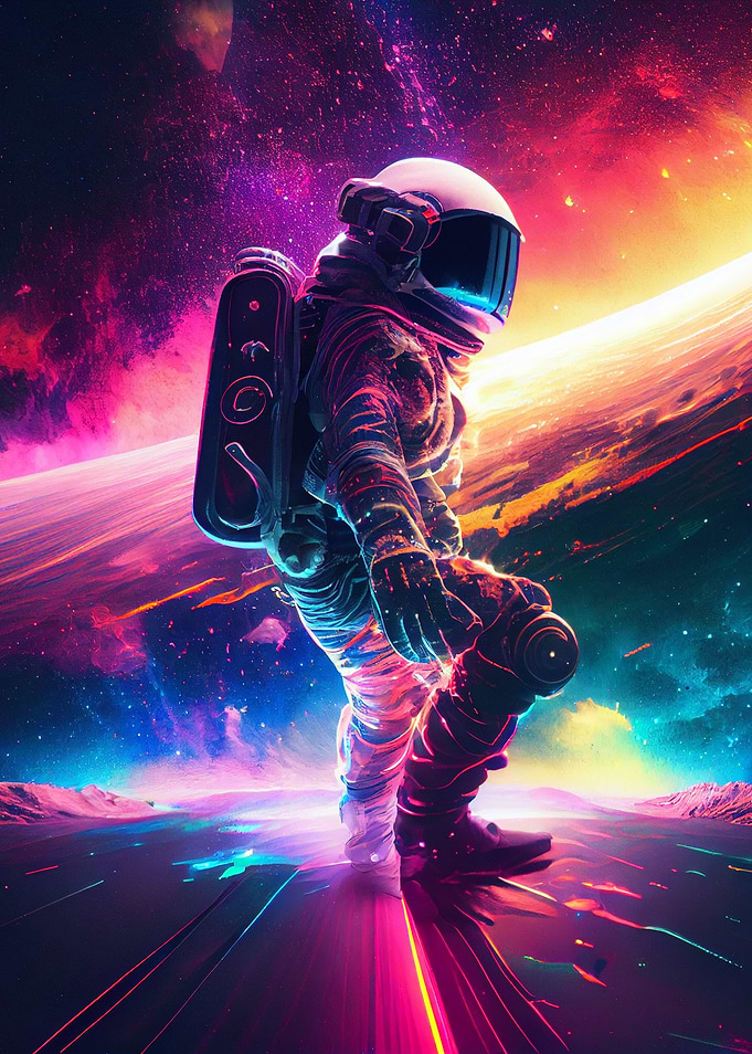 Astronaut Surfing In Space