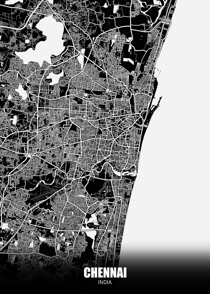 Chennai India Dark Map