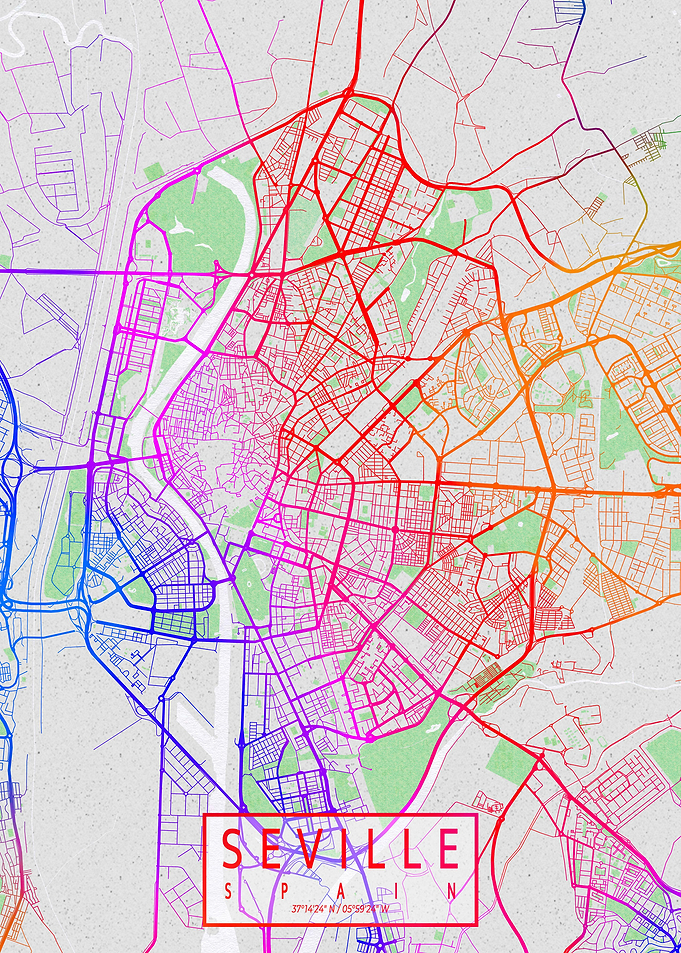 Seville City Map Colorful