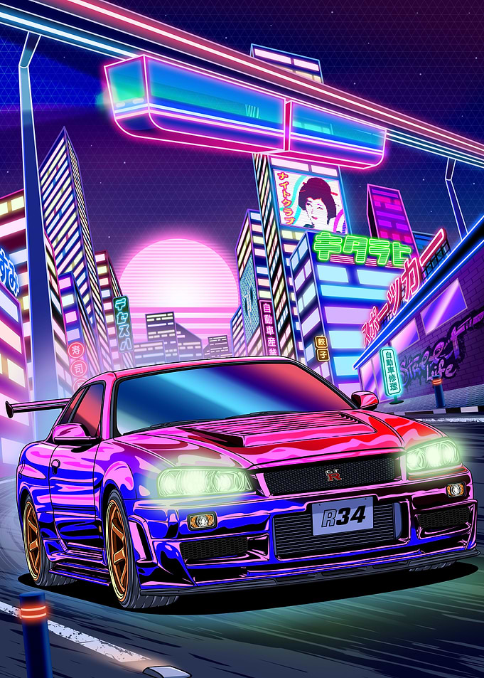 GTR R34 Neon Night XL Size