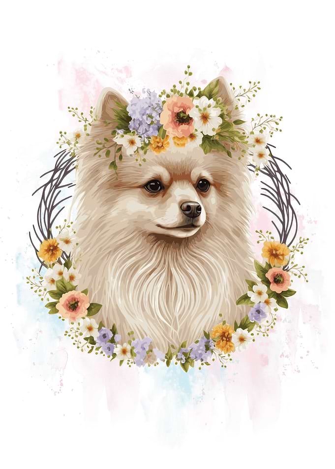Pomeranian Pom Pom Dog Art