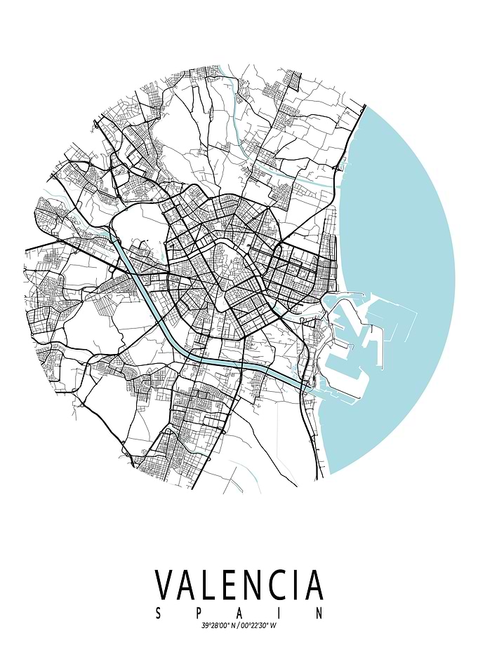 Valencia City Map Circle