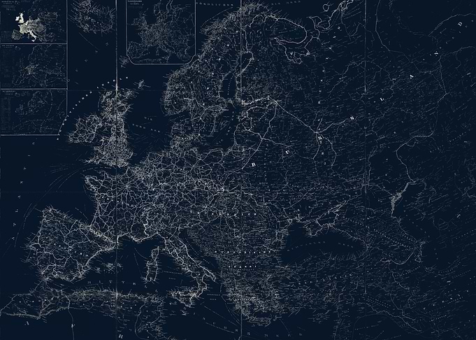 Europe glowing vintage map