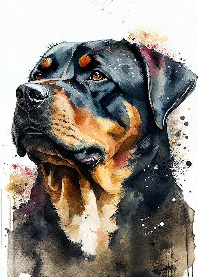 Rottweiler Watercolor Dog
