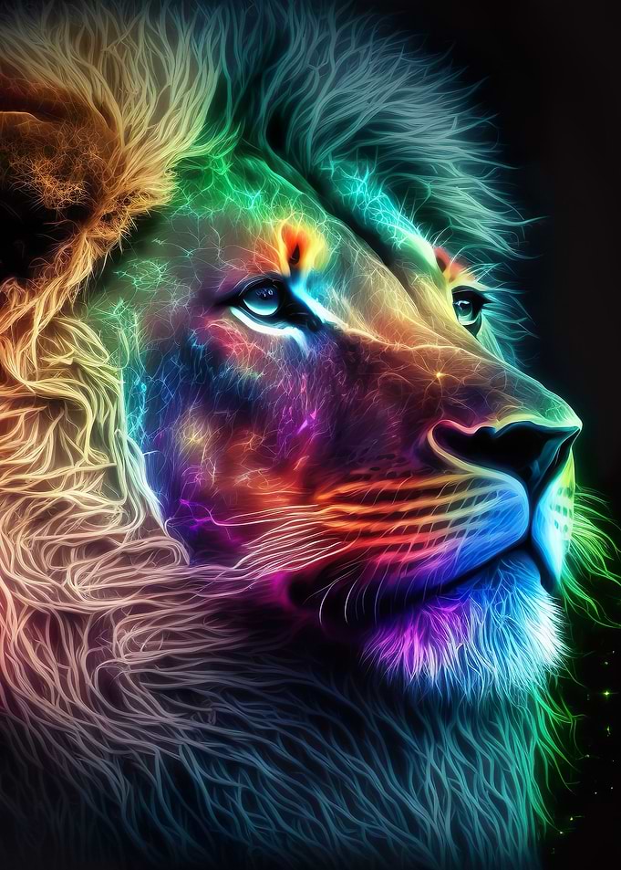 Colorful Lion Portrait