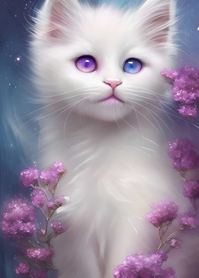 Cute White Cat Portrait
