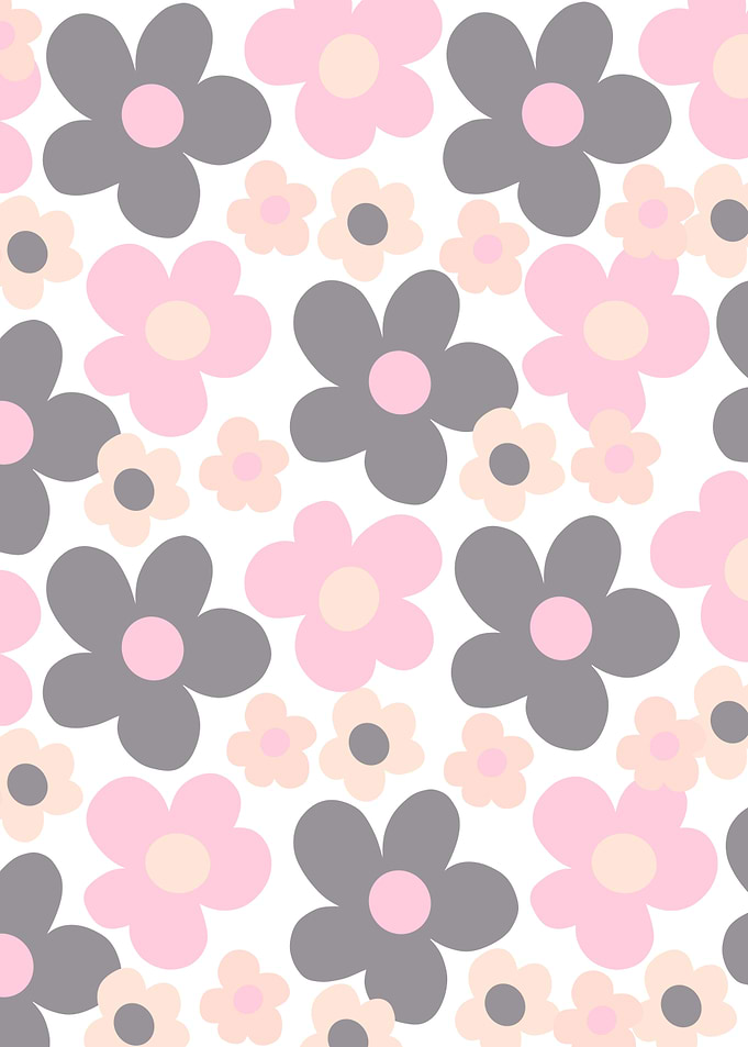 Blush Gray Daisies Retro 1