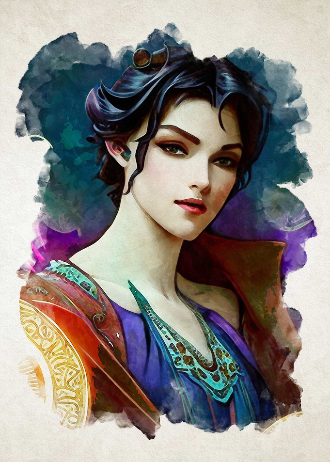Watercolor Nouveau Woman