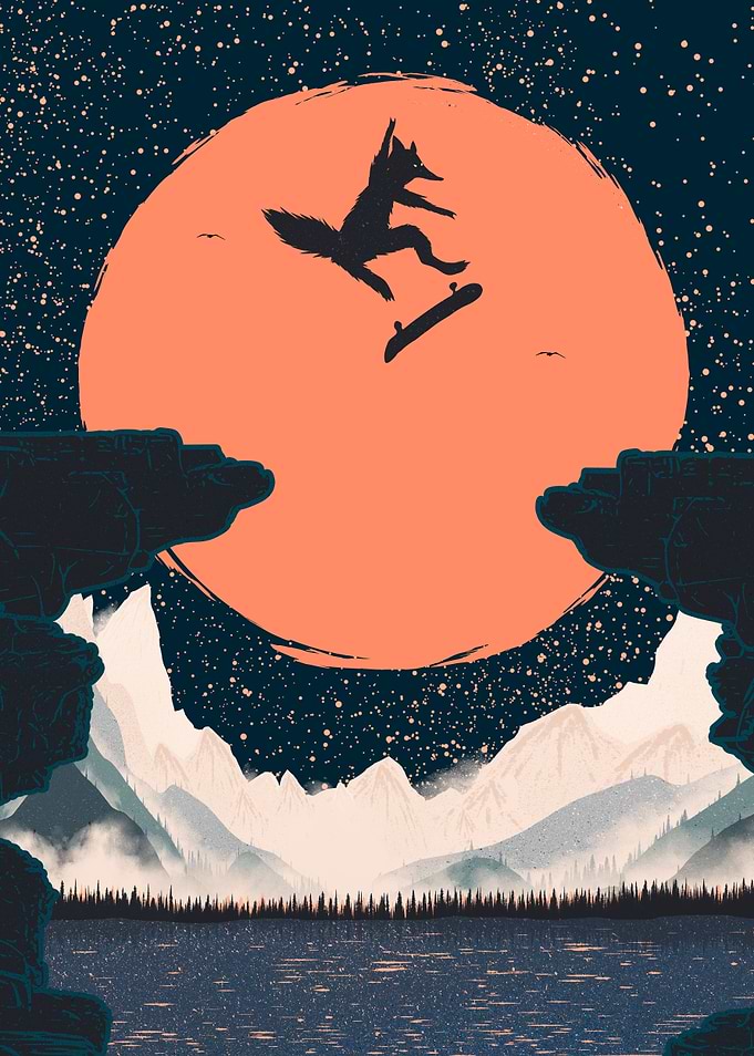 Orange Moon and Skater Fox