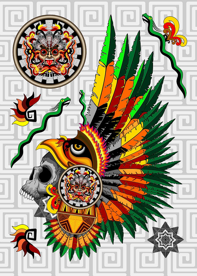 Aztec Eagle Warrior Skull