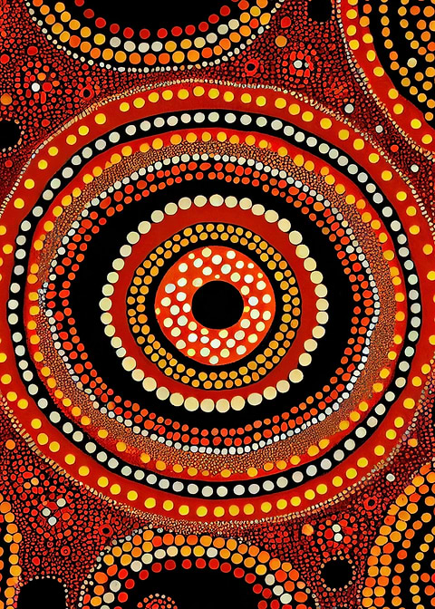 Desert Dreaming — dot painting style metal print