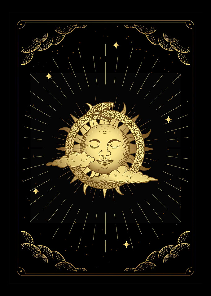 Tarot sun snake clouds