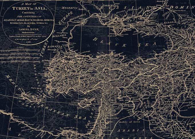 Black gold map of Turkey