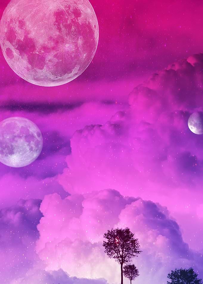 paint cloud pink and moon