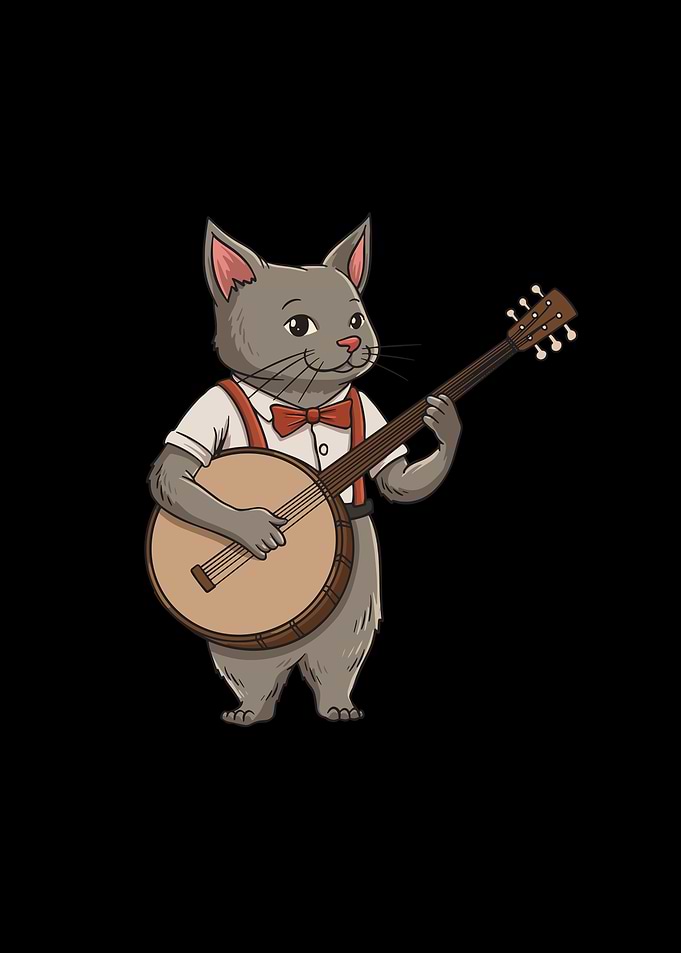 Cat Banjo Musician Design