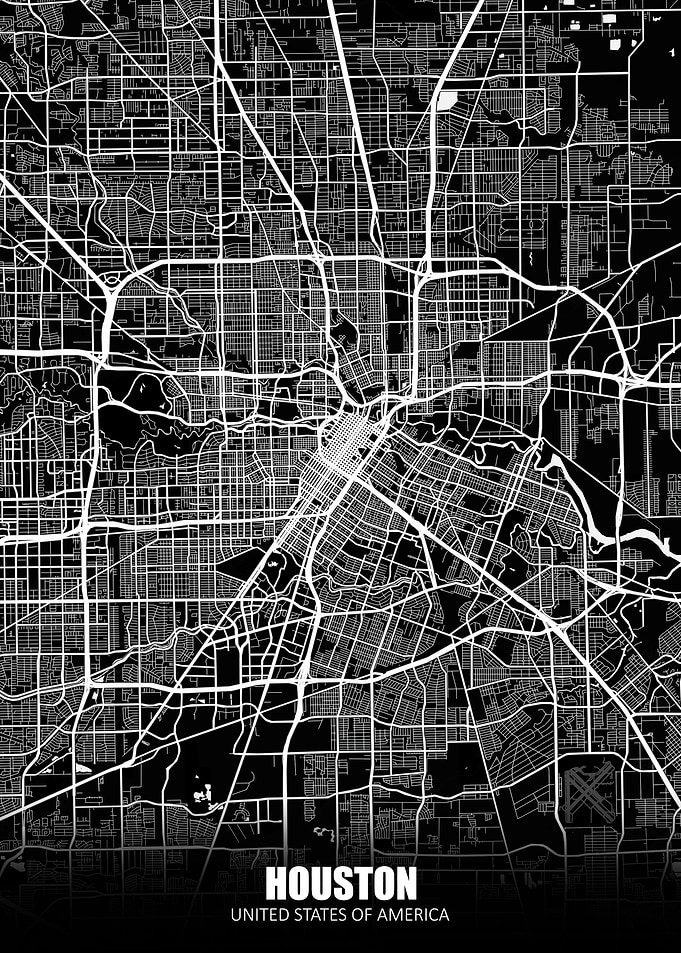 Houston USA Dark Map