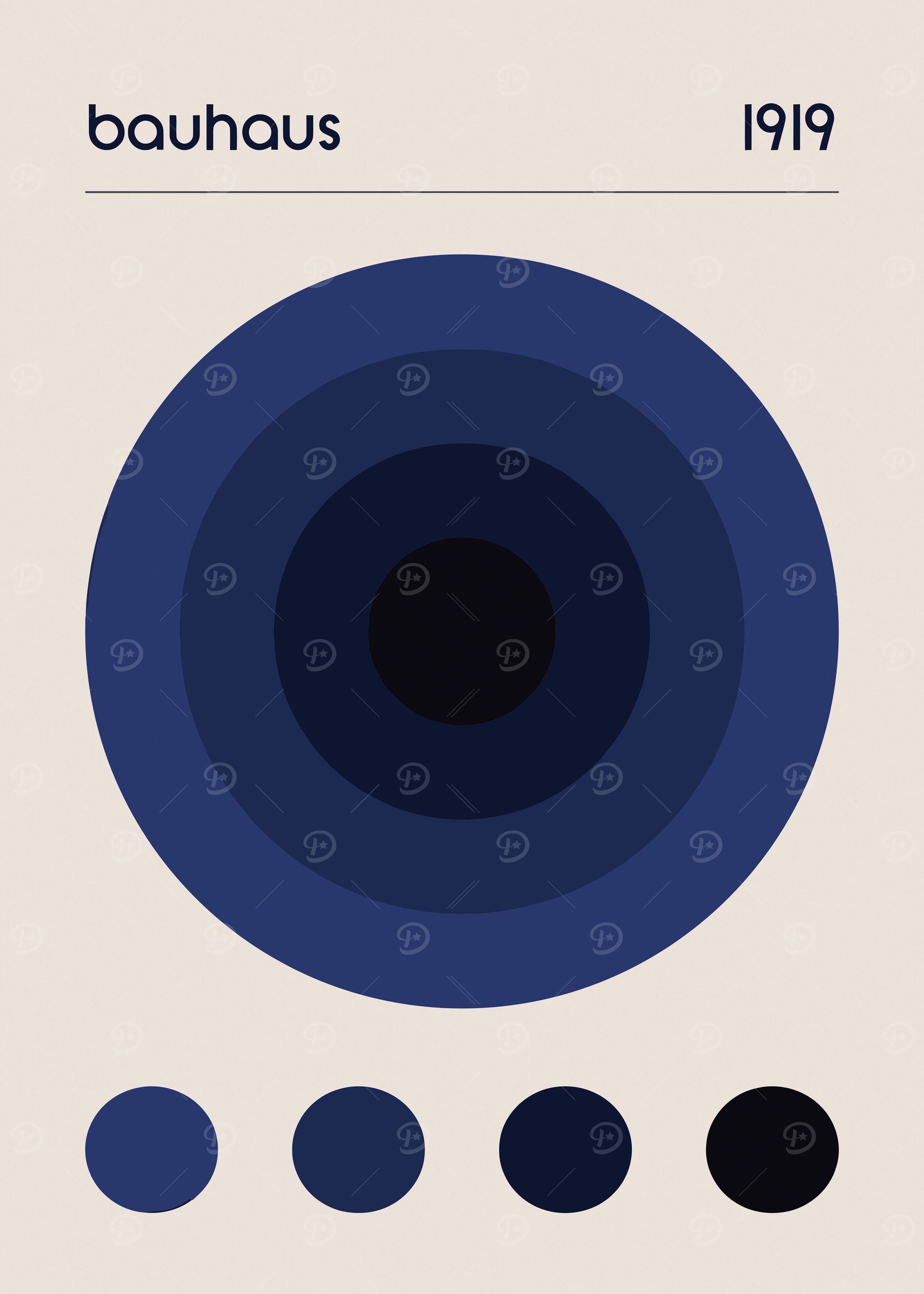 Blue Bauhaus Abstract