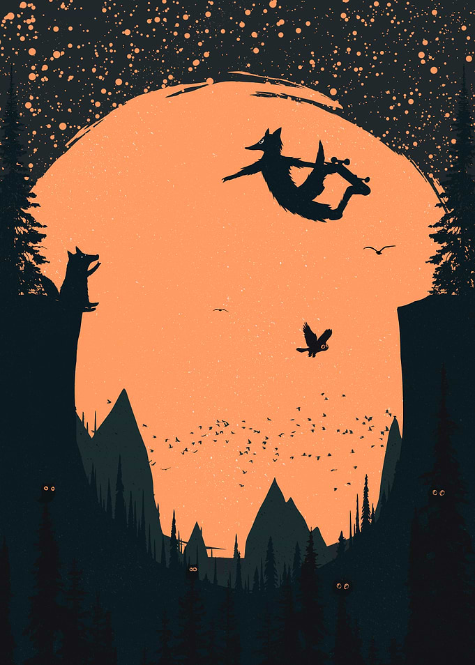 Orange Moon and Skater Fox