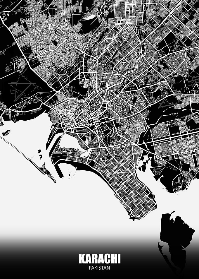 Karachi Pakistan Dark Map