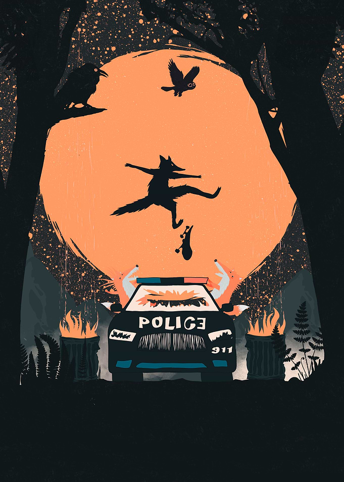 Orange Moon and Skater Fox