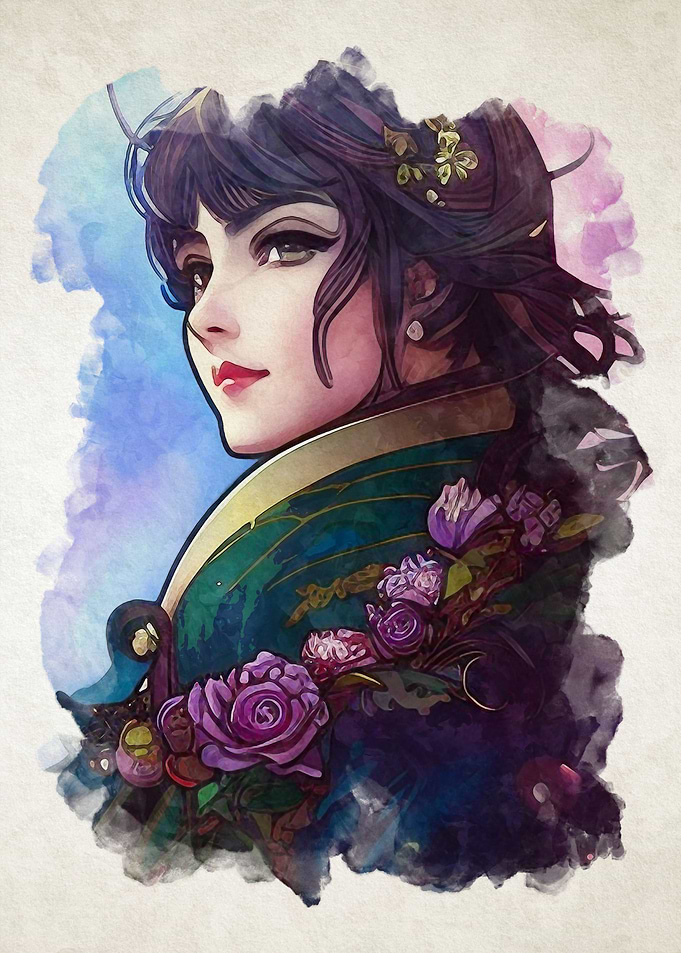 Watercolor Floral girl