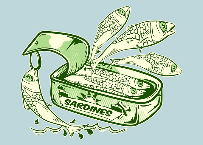Sardines Escaping a can