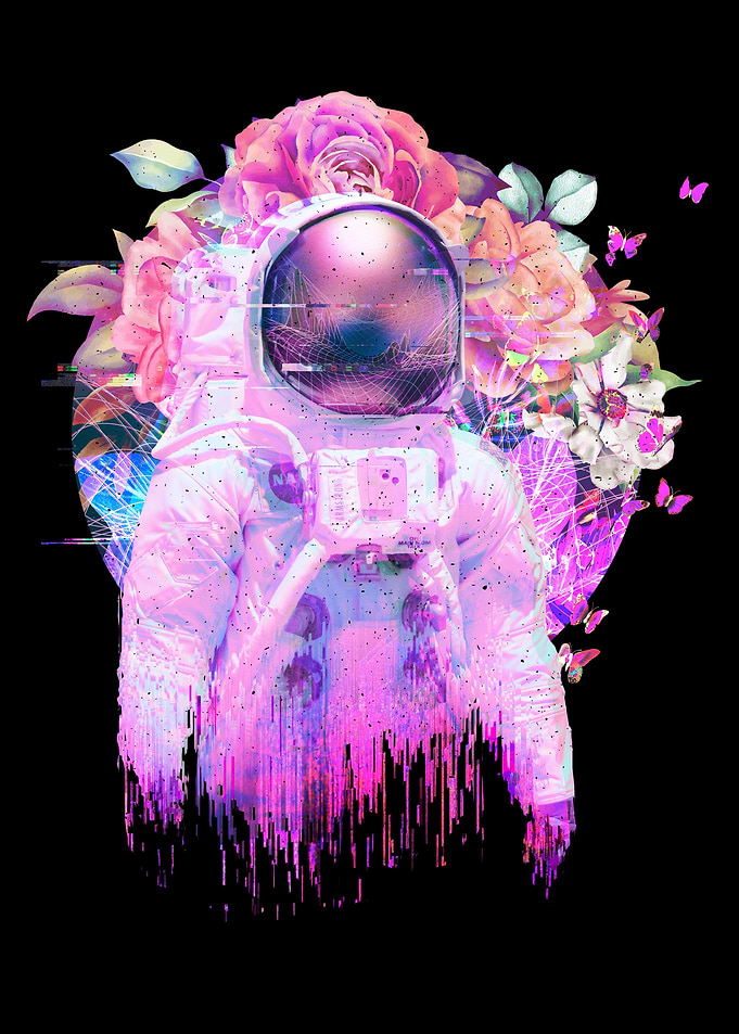 Astronaut Flowers Moon