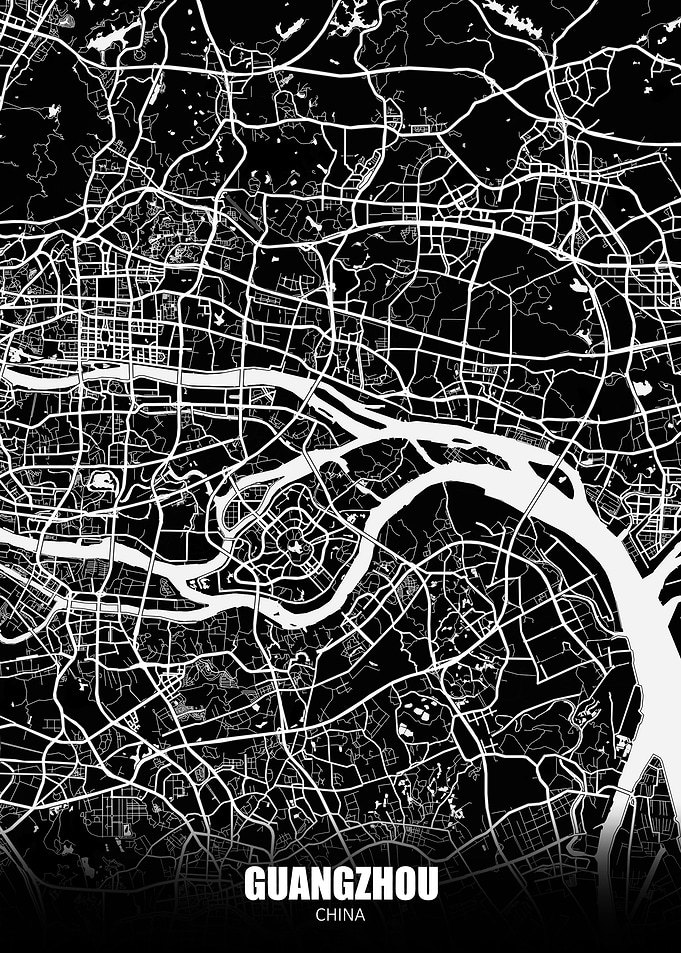 Guangzhou China Dark Map